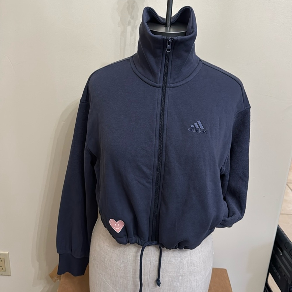 Adidas blue gray crop jacket